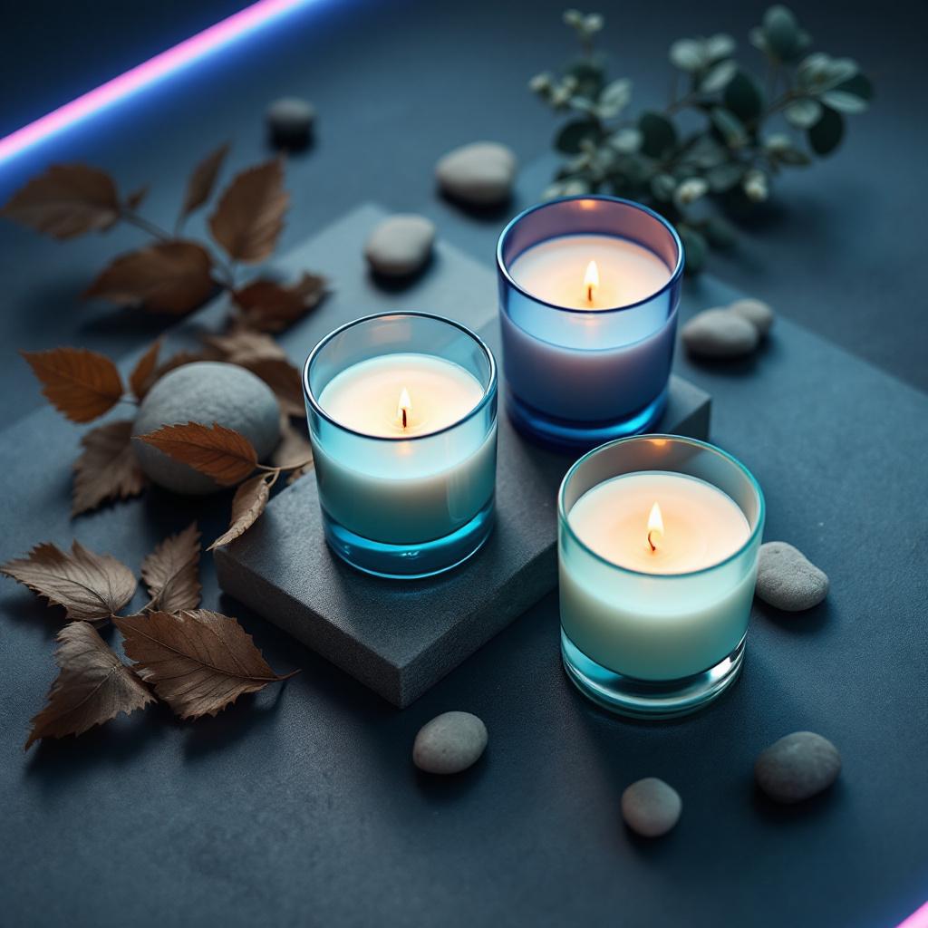 Cerulean Grove Candle — A beautifully curated set of four handcrafted botanical candles featuring soothi
